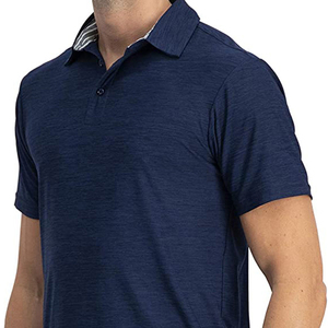 เสื้อโปโลแขนสั้นสำหรับผู้ชายเสื้อโปโลสีฟ้าทึบทรงสลิมฟิต - Product Image 3