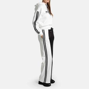 Ensemble de survêtement d'hiver respirant en V lourd 100% coton pour femmes personnalisées avec blocs de couleurs imprimés fermeture à col rond avant sportif - Product Image 3