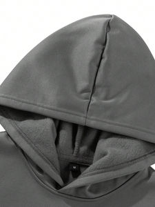 Pull à capuche à motif solide pour hommes Sweat-shirt polaire d'hiver Style uni/vierge Pull-over et sweat-shirts à capuche - Product Image 3