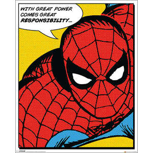 Impression d'art Spider-Man Still Life avec la célèbre citation « Avec grande puissance vient grande responsabilité » - Product Image 1