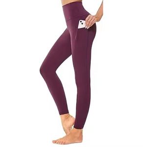 Best Selling High Quality Women's High Waisted Yoga Pants Customizable Solid Pattern Workout <b>Leggings</b> <b>Pockets</b> Gym Fitness Quick - Product Image 1
