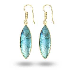 Labradorite Earring Simple Fashion Exquisite Temperament Design Advanced Sense Popular Handmade Jewelry 18k Gold plated brass - Product Image 4