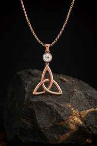 925 Sterling <b>Silver</b> 14k Gold Plated Triple Knot <b>Necklace</b> Zircon Dainty Celtic Triquetra Pendant Christian Irish Symbol Unisex - Product Image 4