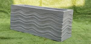 Square Classic Wave Design Handcrafted Hand Carved FRP Planter <b>Pot</b> Lightweight Unbreakable Floor Outdoor/Indoor Use - Product Image 5
