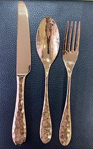 Juego de Cubiertos de Acero Inoxidable para Restaurante y Hotel Moderno Sheeraz International, Diseño Martillado con Acabado Espejo, Utensilios Ecológicos - Product Image 3