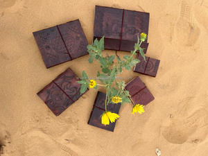 Nuevo diario de cierre de hilo seguro de cuero en relieve con herramientas manuales reales, diario de Poesía de viaje largo de cuero Vintage tradicional bohemio - Product Image 5