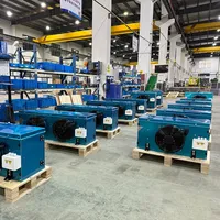 Unité de condensation industrielle bleue à double ventilateur pour refroidisseur d'air, idéale pour ateliers et entrepôts