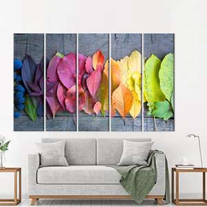 Printed Autumn Canvas <b>Art</b>: Colorful <b>Leaf</b> Wall Decor,5P:Gallery Wrapped - Product Image 1