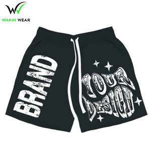 Short de survêtement 100% coton de qualité supérieure pour hommes, ourlet brut fait à la main, coupe déchirée, logo personnalisé, style de travail décontracté écologique - Product Image 3