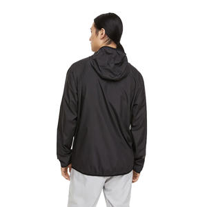 แจ็กเก็ตกันลมผ้าไนลอนสีดำสำหรับผู้ชายกันน้ำมีซิปด้านหน้าและปกตั้ง - Product Image 5