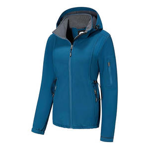 Chaqueta Ligera de Softshell para Mujer con Capucha Desmontable, Forro Polar, Cálida e Impermeable, Cortavientos para Senderismo y Viajes - Product Image 1