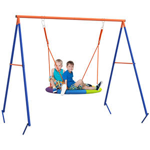 Outsunny Reinforced Metal & Polyester <b>Garden</b> Nest <b>Swing</b> for 1-2 Children 196x172x180cm Multicolor - Product Image 1