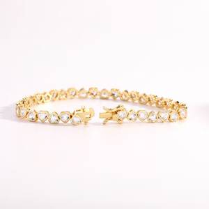 925 argent Sterling coeur forme Zircon pierre Bracelet plaqué or lunette réglage bijoux pour filles cadeau de noël - Product Image 3