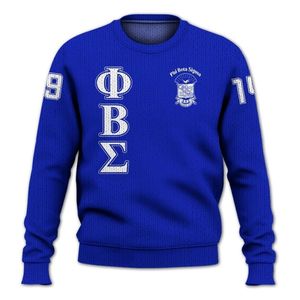 Phi Beta Sigma 1914 Suéter de punto acrílico Chenille Letras griegas Fraternidad Ropa Azul Sigma Suéter Sigma Beta Regalo - Product Image 2