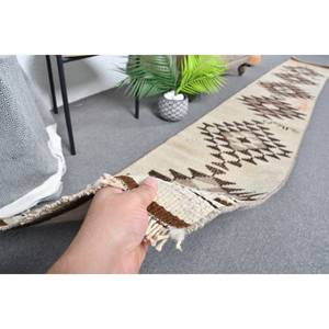 Vintage 18x11.7ft Turkish Bohemian Area <b>Rug</b> Beige Brown Patchwork Wool Latex Backing Classic Large Rectangle Hallway Design <b>Boho</b> - Product Image 3