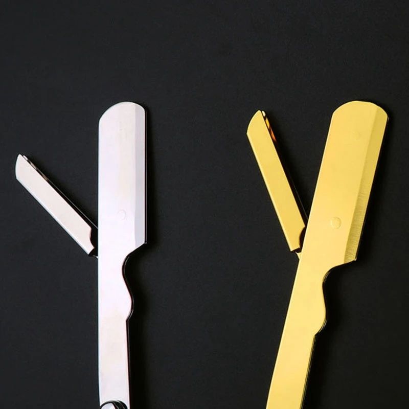 Classic Black Folding Shaving Knife Men Best Stainless Steel Straight Razor Shaving Armpit Pubic Hair Disposable Barbers Shavers