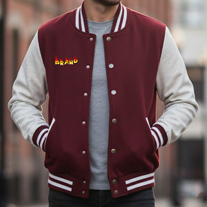 Veste d'hiver décontractée en toile 100% laine OEM/ODM, lourde et chaude, veste de basket-ball personnalisée avec logo en relief pour homme - Product Image 1