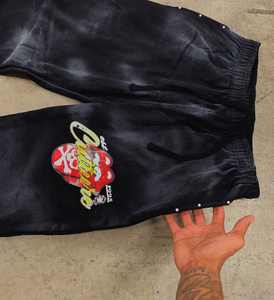 Pantalones Jogger Holgados de Felpa Francesa, 100% Algodón, Pierna Recta, Bordado con Logotipo 3D, Estilo Desgastado, Color Negro - Product Image 2