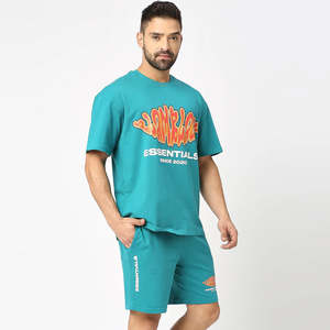 Ensemble T-shirt et short unisexe à impression personnalisée, vente chaude, coton élastique, séchage rapide, grande taille, motif uni, tenues OEM - Product Image 2