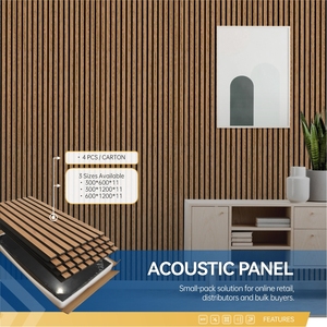 Panel Acústico de Pared, Listones de Madera MDF con Fieltro, Paneles Decorativos Absorbentes de Sonido para Espacios Comerciales, Salas de Juego, Estudios y Oficinas - Product Image 1