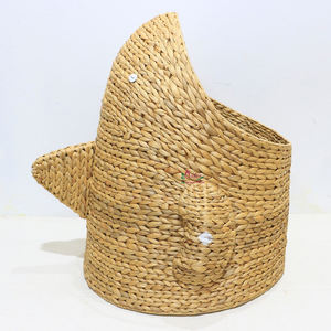Eco-Friendly Water Hyacinth <b>Woven</b> <b>Storage</b> <b>Basket</b>, Durable Shark Design Organizer for Home Organization - Product Image 3