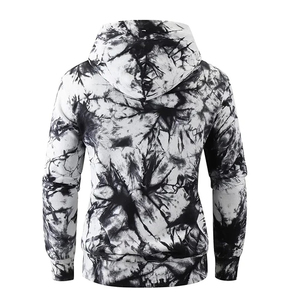 เสื้อฮู้ดผู้ชายลายไท-ได ผ้าฟลีซทรงโอเวอร์ไซส์ ถักแบบลำลอง สำหรับใส่ในฤดูหนาว ผ้าฝ้าย 100% พิมพ์ลายดิจิทัล สีดำขาว - Product Image 2
