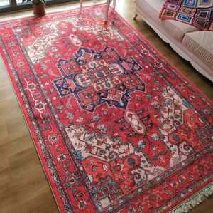 Tapis de Style Bohème Turc Vintage à Motif Oriental Rouge, Antidérapant et Lavable pour Salon et Chambre - Product Image 4