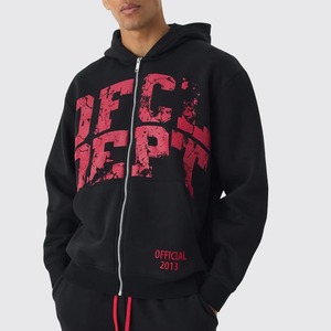 Survêtement imprimé noir et rouge pour hommes Logo personnalisé et étiquette Survêtement fermeture éclair pour hommes - Product Image 5