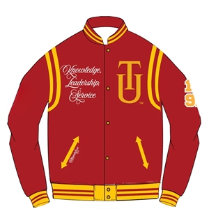 Chaqueta Universitaria Unisex de Invierno, Transpirable, de Punto, de Poliéster/Algodón, con el Logotipo de la Mascota Dorada de la Universidad de Tuskegee, Estilo Universitario - Product Image 1