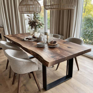 KALATRI Solid <b>Wood</b> Handmade Eco-Friendly Assembled Square 6-Seater <b>Dining</b> <b>Table</b> Custom <b>Rustic</b> Farmhouse Modern Metal - Product Image 1