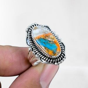 Bague tournante en argent sterling 925 avec pierre précieuse turquoise de forme ovale, cadeau de mariage, bijoux fins faits à la main, bague de promesse naturelle, fête - Product Image 1