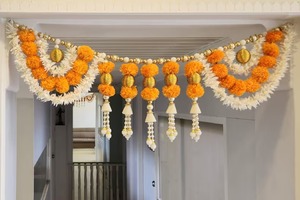 Guirnalda Floral de caléndula de jazmín Toran Artificial Bandarwal Ganesha colgante de pared para decoraciones de boda cenefas de puerta de templo - Product Image 5