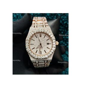 Luxe VVS Moissanite Diamant Glacé À La Main Clouté De Haute Qualité Buss Down Mouvement Automatique En Acier Inoxydable Matériel Montre - Product Image 1