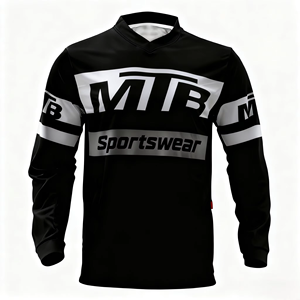 Jersey Profesional de Ciclismo MTB de Manga Larga, Negro y Blanco, de Secado Rápido y Transpirable, Sublimado Personalizado, para Motocross y Descenso - Product Image 2