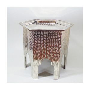 2025 Premium Quality Contemporary Metal <b>and</b> Iron Side <b>Stool</b> Coffee <b>Table</b> Duo Handcrafted Hammered Finish for Hotel & Lounge - Product Image 5