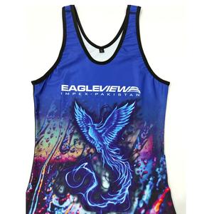 Wholesale Custom Design Men's Boxing & <b>Weightlifting</b> Power Training <b>Singlets</b> Sublimated Wrestling Polyester Eagle View - Product Image 3