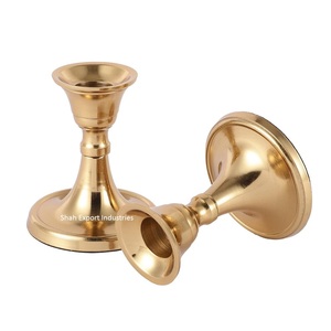 Bougeoir conique en métal plaqué or pour la maison et les événements de mariage, éclairage de table, décoration, bougeoir fait main - Product Image 3