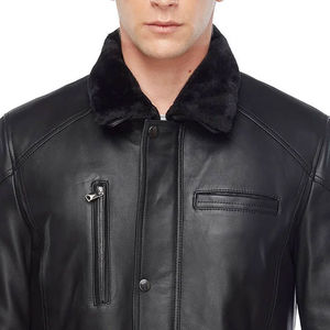 2023 personnalisé haute qualité hiver OEM veste en cuir pour hommes col montant peau de vache meilleure conception toile pour l'extérieur porte - Product Image 6