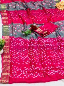 Presentando el nuevo Shibori Pure Bandhej y tejido Jacquard Border con Rich Palau Sari Collection para mujeres - Product Image 5