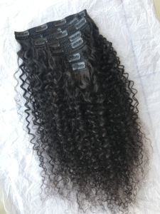 Exportación de calidad superior Raw Cambodian Mink Indian Temple Virgin 20 ''Kinky Curly Clip Ins Extension's Single Donor Hair Proveedor indio - Product Image 3