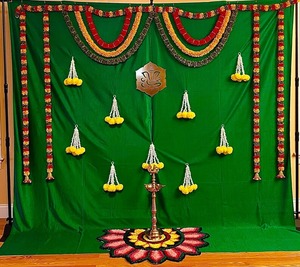Handmade Flower Fabric Garlands Pooja Room Decor Hanging Set Wedding Backdrops Hangings Fabric Latkan Diwali Toran Mayoon Decor - Product Image 4