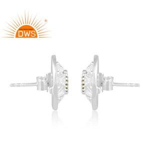 Nueva llegada fina plata esterlina peridoto natural piedras preciosas Stud pendiente personalizado joyería fabricante - Product Image 3