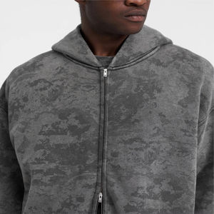 Sweat à capuche zippé pour homme de qualité supérieure, 100% coton, respirant, hiver, manches longues, tendance, sweat à capuche zippé, acid wash pour homme - Product Image 4