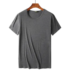 Comfortable Men's Crew Neck Bamboo Fiber Viscose Undershirt Black White Gray Short Sleeve T Shirt Men Summer Tops Plus Size 4XL