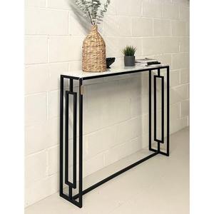 Table console en métal élégant avec bois adapté à la conception de l'espace d'entrée du salon ou du bureau de l'appartement loft urbain - Product Image 2