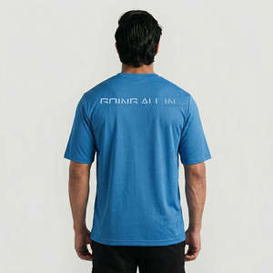 T-shirt de compétition RP 100 % polyester bleu impérial, design uni, respirant, compressé, 200 grammes, en coton/fibre de bambou tricoté - Product Image 2