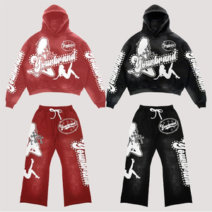 Pull-over 2 pièces personnalisé avec impression DTG, sweat à capuche Boxy, survêtement pour homme, ensemble pantalon de survêtement et sweat à capuche de haute qualité, survêtement ajusté pour homme - Product Image 3