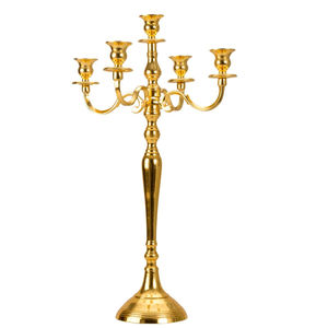 Petits candélabres en aluminium et métal à 5 bras dorés pour la décoration intérieure et les dessus de table de mariage Meilleurs prix de gros - Product Image 4