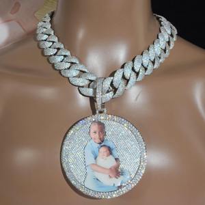 Collier avec pendentif personnalisé en argent 925 avec diamant Moissanite VVS, photo personnalisée, style glacé, tendance pour femmes, streetwear à bas prix - Product Image 3