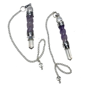 Vente en gros de pendules à sept chakras artisanaux en pierre semi-précieuse à vendre | Pendule à cage à 7 chakras pour l'artisanat de divination - Product Image 1